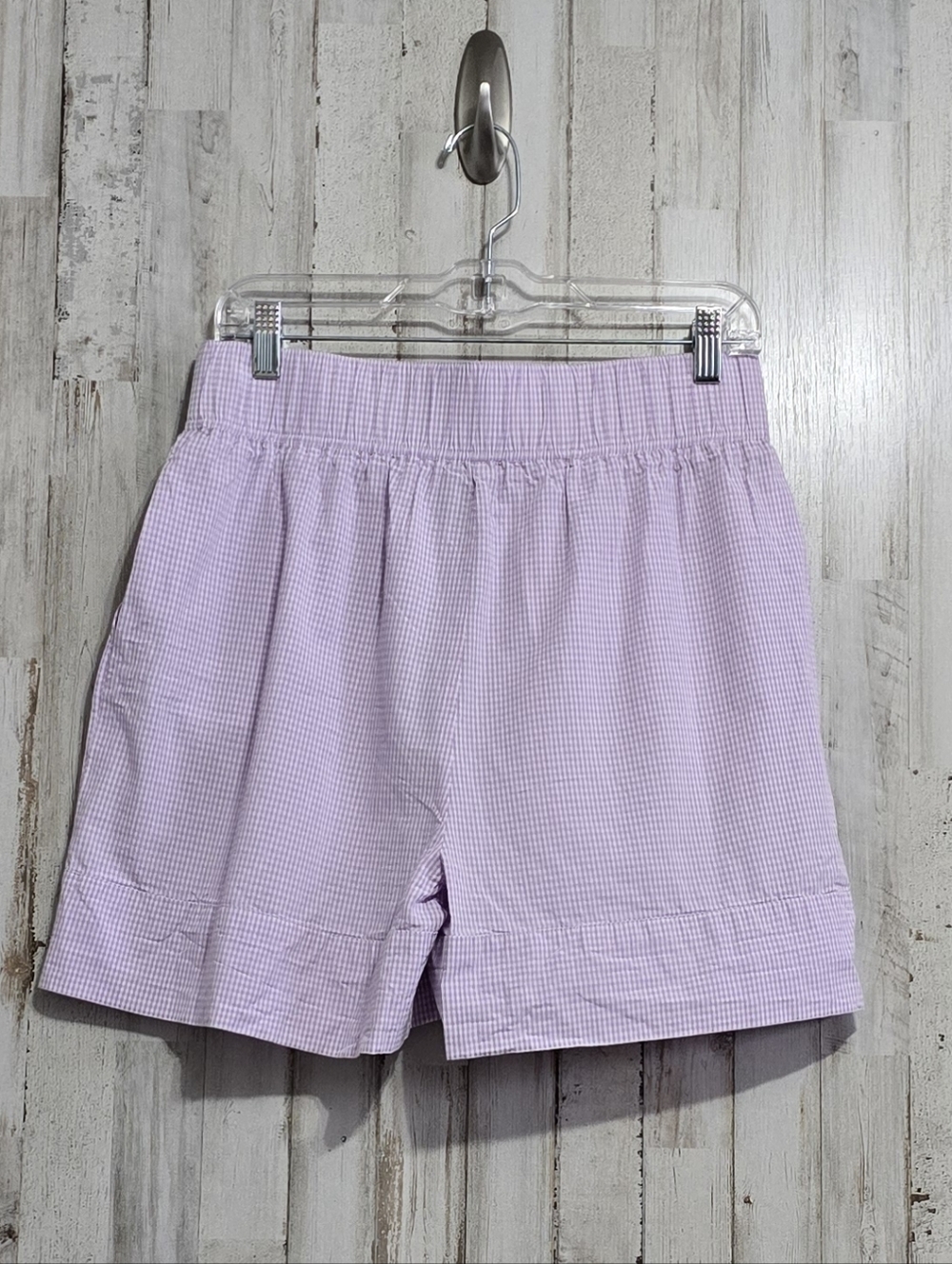 Vero Moda Lavender Purple and White Gingham High Waist Shorts Size Medium
